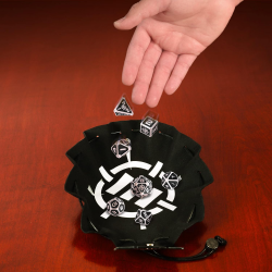 Pack de 7 Dados Metálicos con Bolsa de piel / Bandeja negra - ENHANCE