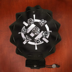 Pack de 7 Dados Metálicos con Bolsa de piel / Bandeja negra - ENHANCE